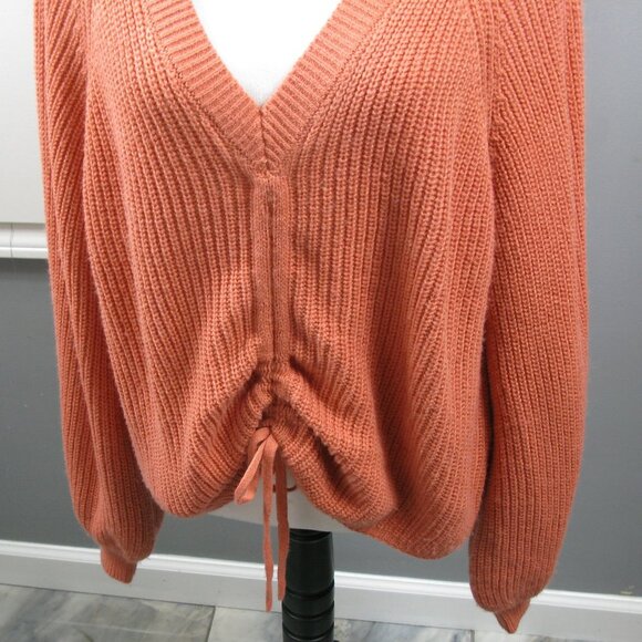 SO Peach Cinched Drawstring Front Sweater Size Large - Picture 2 of 5